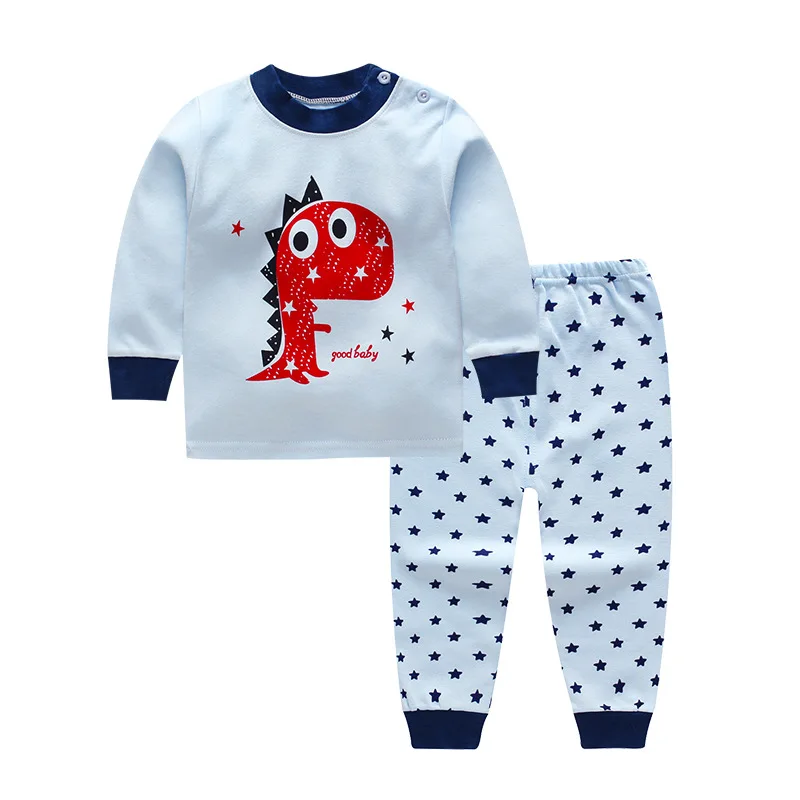 Комплект нижнего белья для маленьких мальчиков и девочек; весенне-осенняя одежда для младенцев; детская хлопковая Домашняя одежда с длинными рукавами; детское термобелье