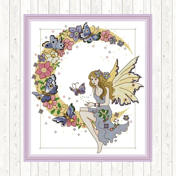 

DMC Cross Stitch Kits Embroidery Needlework Sets DIY Counted Butterfly Fairy Printed on Canvas Painting Aida Cross Stitch Fabric