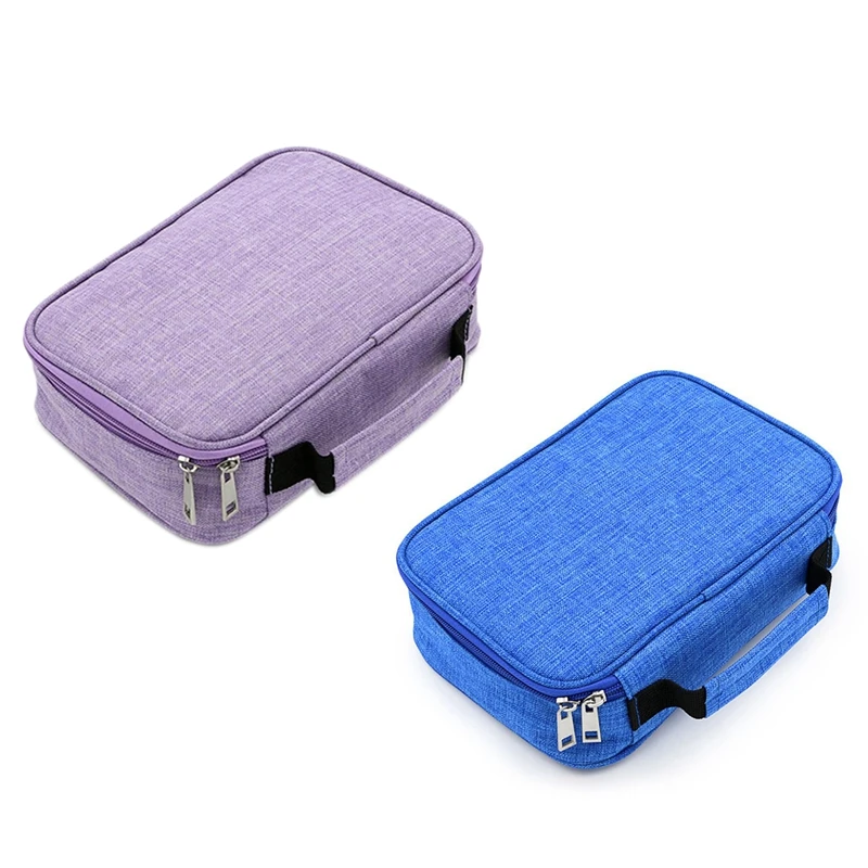 

2Pcs 72 Holder Pen Colored Pencil Case School Multi-Functional High Capacity Zipper Pencil Bag for Student Art Supplies - Purple