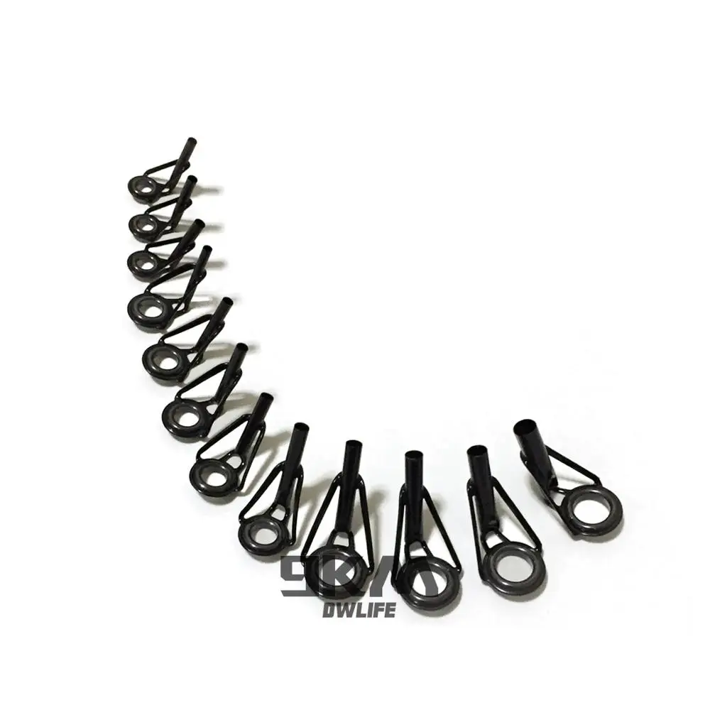 3Pcs Fishing Rod Tip Guides Repair Kit Stainless Steel Frames Ceramics Rings Black Rod Building Guide Eye Building Repair 6#~16#