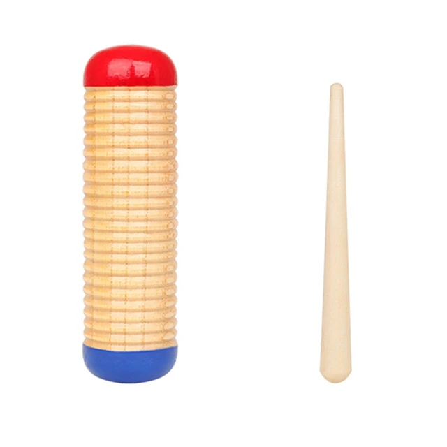 Hot Sale Wooden Guiro Shaker Baby Kid Child Early Educational Toy Musical Instrument Rhythm Toy Tool Percussion with Mallet