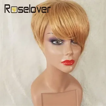 

Honey Blonde Short Pixie Cut Wig Human Hair Wigs Brazilian Strfaight Hair Wigs Straight Human Hair Wig For Black Women