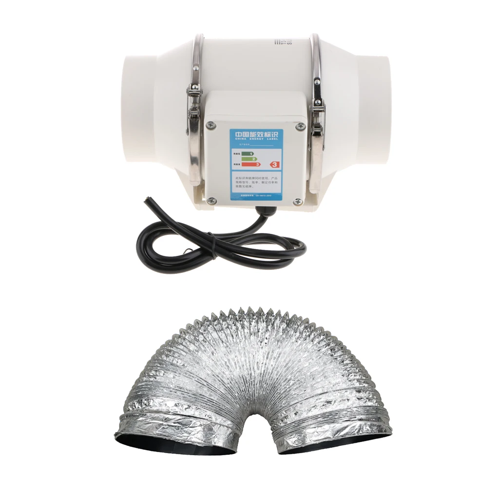 4 Inch 220V Duct Inline Fan with Carbon Filter Hose Ducting Combo for Home Improvement