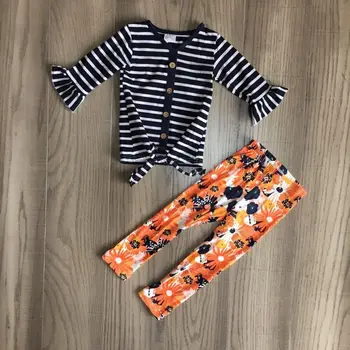 

baby Girls Fall clothes set floral outfit stripe raglan with floral pants
