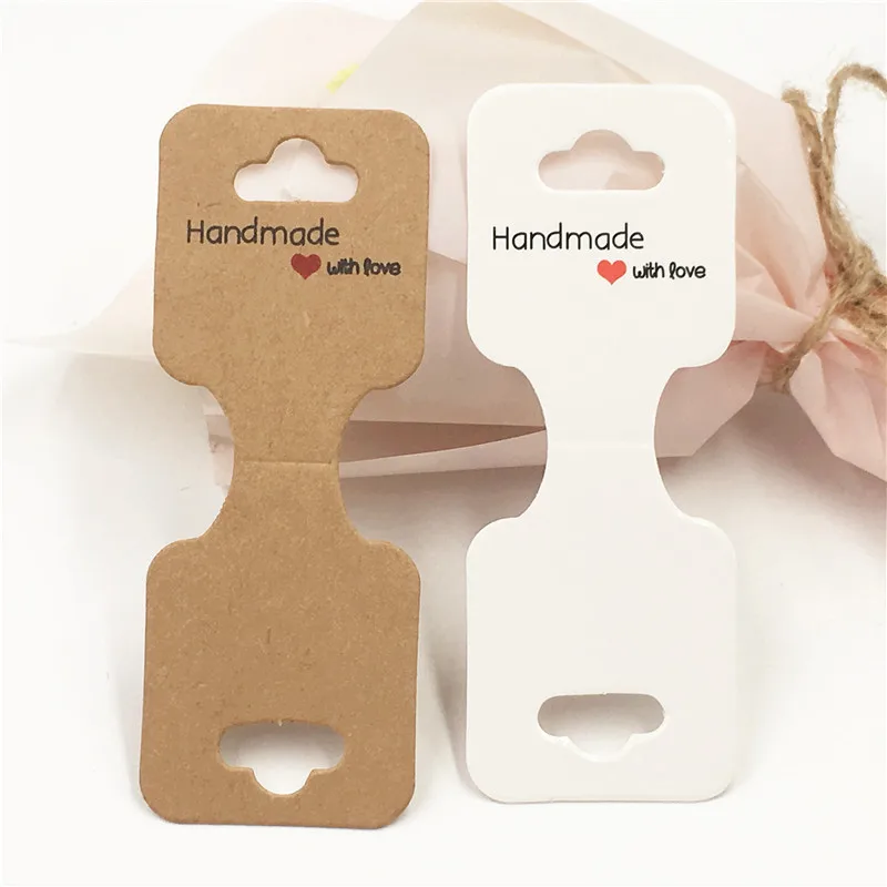 50pcs 9x3.5cm Necklace Bracelet Folding Card Jewelry Display Bracelet Flower Print Label Price Tag Cardboard DIY Gift Packaging