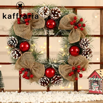 

Christmas Wreath Christmas Decorations for Home Round Pine Nuts Bow Matsuba Simulation Wreath 38CM and 30CM Home Decor Door Wall