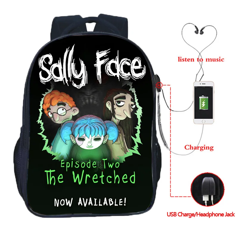 Sally Face многофункциональные Рюкзаки большой емкости через плечо зарядка через usb разъем для наушников путешествия рюкзак школьные рюкзаки для мальчиков