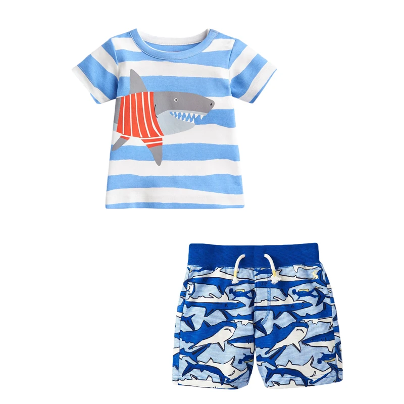 summer set 2 SAILEROAD/Детская осенняя одежда; комплекты одежды для маленьких мальчиков с героями мультфильмов; теплые комплекты с милым принтом кота для маленьких мальчиков; одежда для детей - Цвет: summer set 2