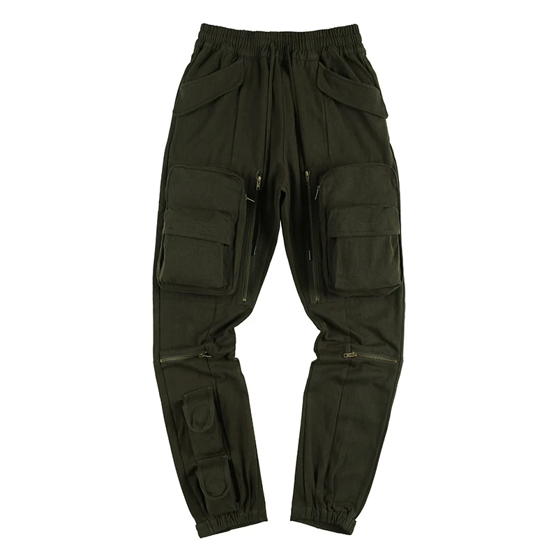 Firmranch News 2021 Army Green Multi-Pocket Functional Cargo Tactical Casual Pants High Street Legging Bib Overall Dungarees black cargo joggers Cargo Pants