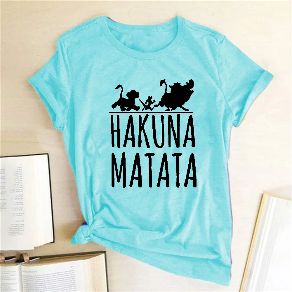 Hakuna Matata T Shirt Female Women Fashion Cute Short Sleeve Crewneck Hipster T Shirt Playeras De Mujer De Moda 2019 Graphic Tee