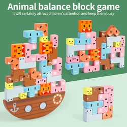 Jouets éducatifs Montessori en bois pour enfants, 24 pièces/ensemble, blocs de construction empilables, équilibre Animal, bateau, cadeaux pour enfants 