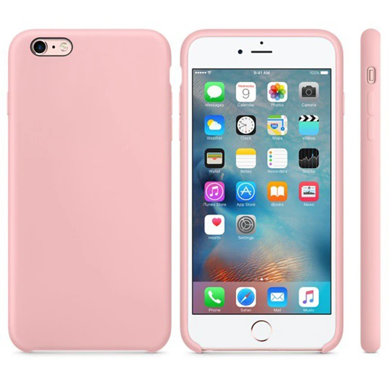 Роскошный официальный силиконовый чехол с логотипом для iPhone 6S 7 8Plus 5SE X, Жидкий чехол для Apple iPhone X XS, чехлы для MAX XR Capa - Цвет: Light Pink