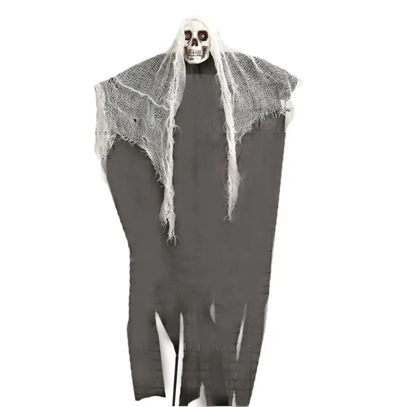 

100x50cm Halloween Decoration Accessory Horrible Hanging Skull Ghost with Cape Party Haunted House Bar Ornament Photo Props