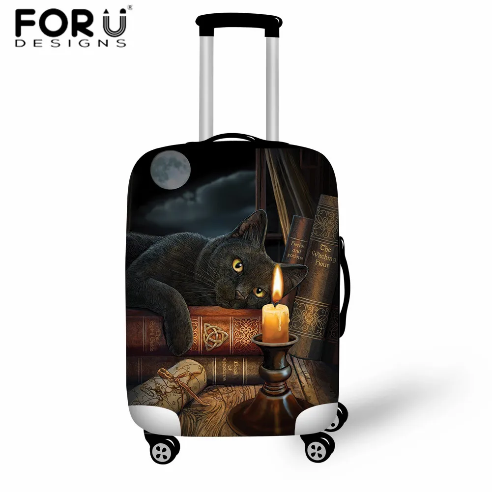 FORUDESIGNS/чехол для костюма с героями мультфильмов, готический чехол с изображением лунного кота, аксессуары для путешествий, чехол для рюкзака, эластичный уплотненный чехол на молнии, чехол для багажника - Цвет: L5067