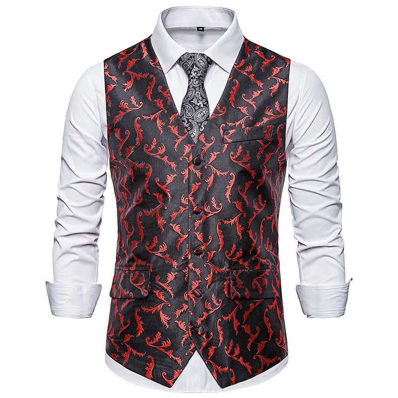 ZYFG free autumn men casual style suit vest mens Flower embroidery pattern suit vest coat Single-breasted plus size vest Tops ZYFG free autumn men casual style suit vest mens Flower embroidery pattern suit vest coat Single-breasted plus size vest Tops