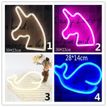 Настенный светодиодный неоновый светильник, художественный декор, неоновые вывески для рождества, праздника, вечеринки, бара, неоновый желтый фламинго, единорог, радуга, 36 видов