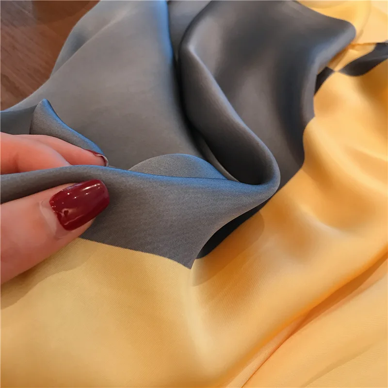 Luna& Dolphin женский шифоновый шелковый шарф золотистого цвета, 90x90 см, шали, большие квадратные обертки, мягкий шифон, большой платок, палантин, бандана