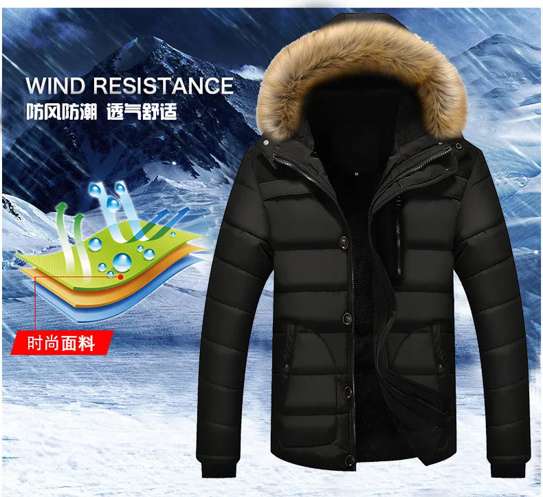 Winter New Style Men's Mid-length Cotton Coat Hooded Thick Windproof Cotton-padded Jacket Young MEN'S Warm Cotton-padded Cl
