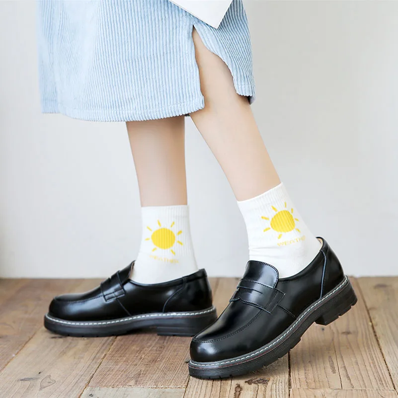 

QPFJQD Women Genuine Split Leather Loafers Slip On Japan College Girls School Student Lolita JK Uniform Shoes Retro Brown Black