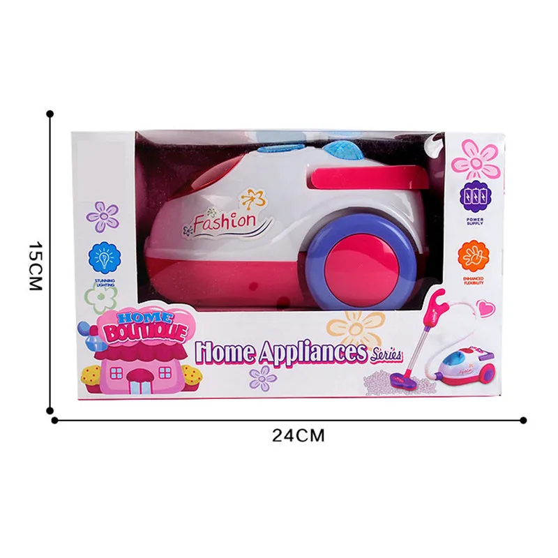 Simulation kitchen toy Vacuum Cleaner For Kids Role Hoover Fun Realistic Toy Pink with Light Sound Play #3S27 (1)