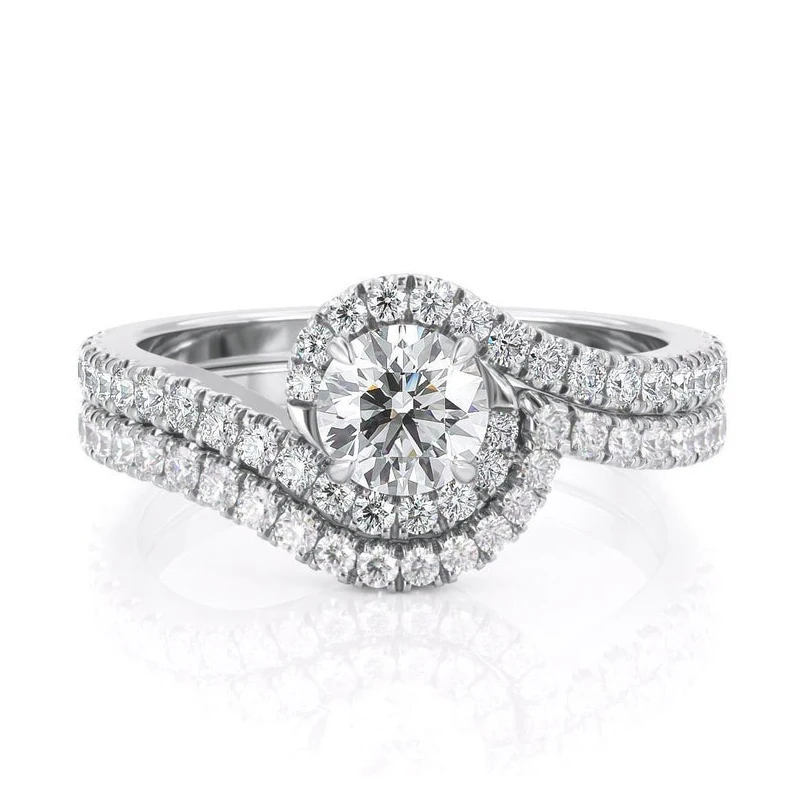 Wedding Ring With Genuine 14K Solid White Gold And 0.8ct EF Moissanite Accents Customized Jewelry