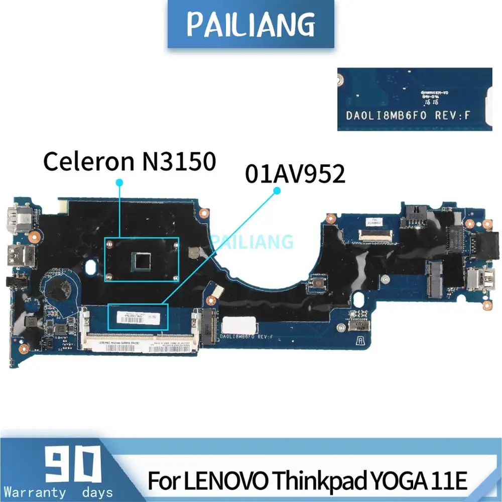 PAILIANG Laptop motherboard For LENOVO Thinkpad YOGA 11E 01AV952 DALI8EMB8F0 Mainboard Core SR29F C
