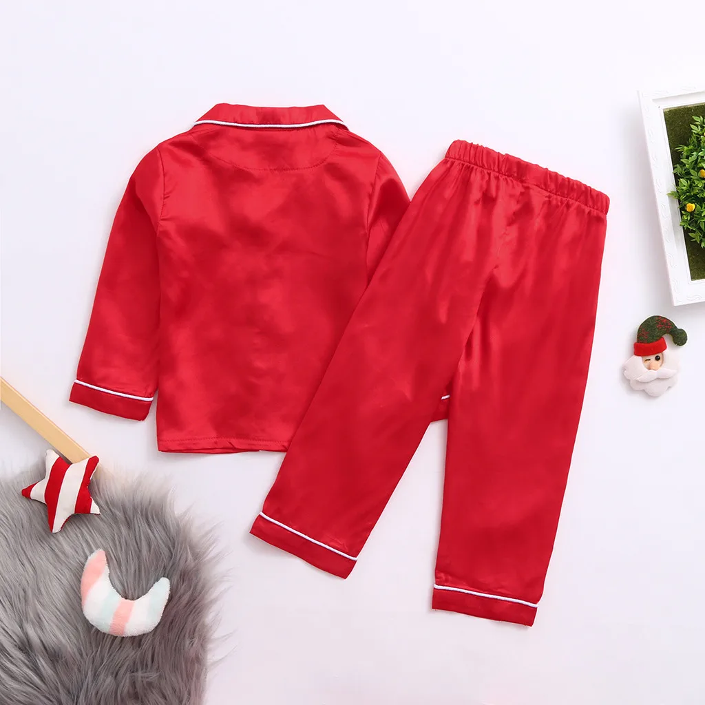 Toddler Baby Boys Girls Christmas Santa Solid Pajamas set Xmas Outfits Nightwear Sleepwear Sets kids clothes roupa infantil New