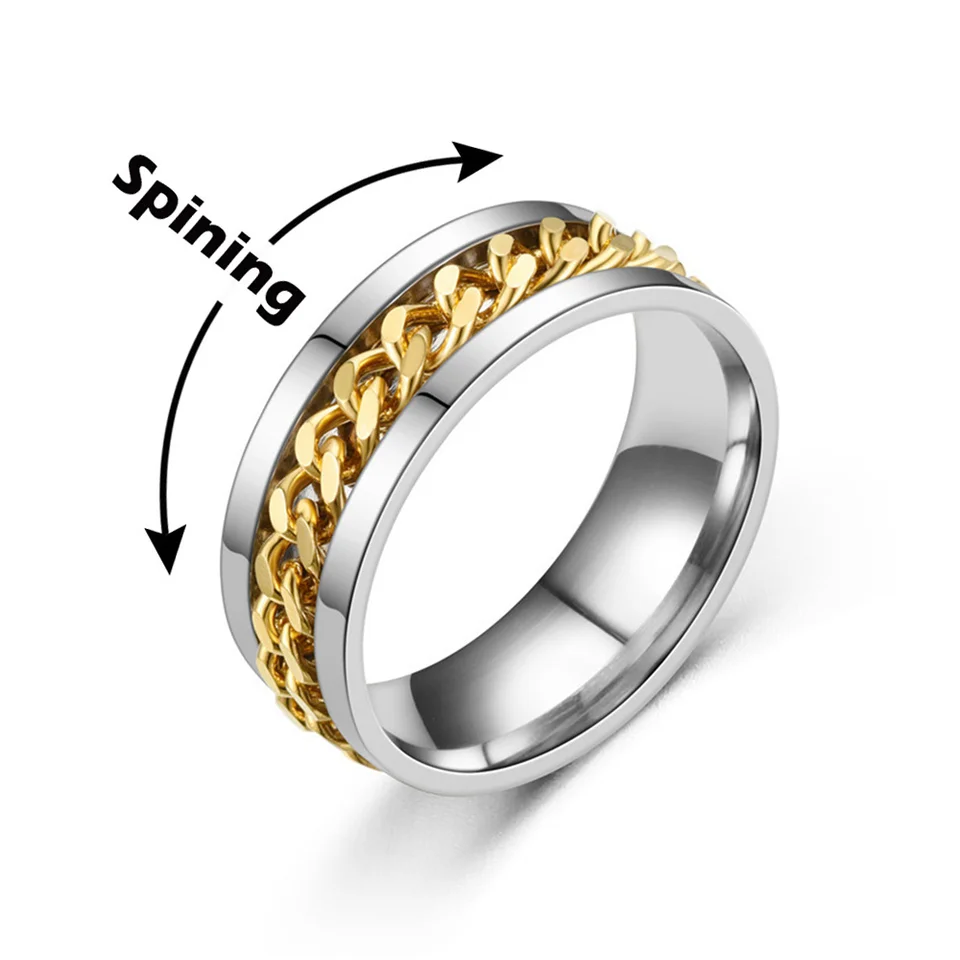 Acquista Anelli spinner in acciaio inossidabile che ruotano liberamente Accessori antistress Regali di gioielli in Italia a partire da 1.32