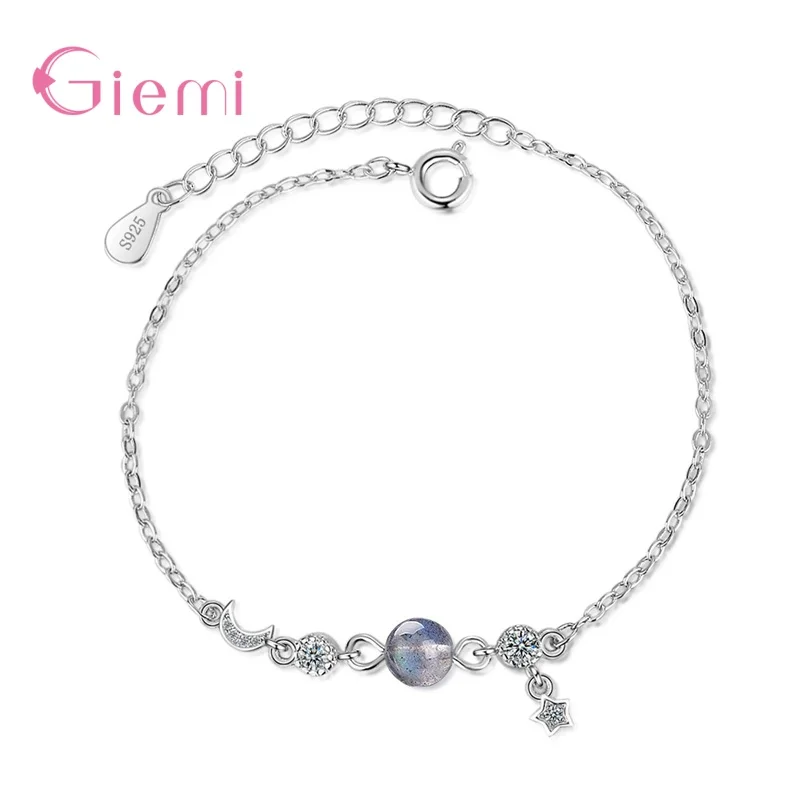 Модный дизайн из натуральной 925 пробы Серебряный кулон браслет корейский стиль Женская мода ювелирные изделия кристалл кронштейн для женщин