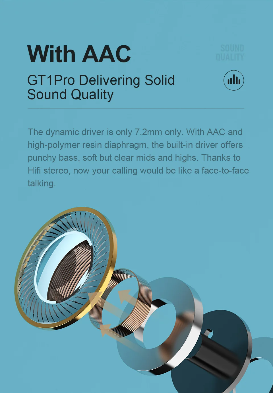 CHTUN GT1 Pro с длинной батареей HD стерео TWS Bluetooth наушники, сенсорное управление Беспроводные наушники с двойным микрофоном шумоизоляция