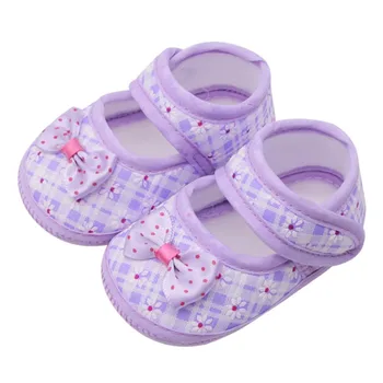 

Baby Girl Shoes 2018 First Walker Bow Stitching Casual Shoes Wave Printing Princess Baby Toddler Shoes