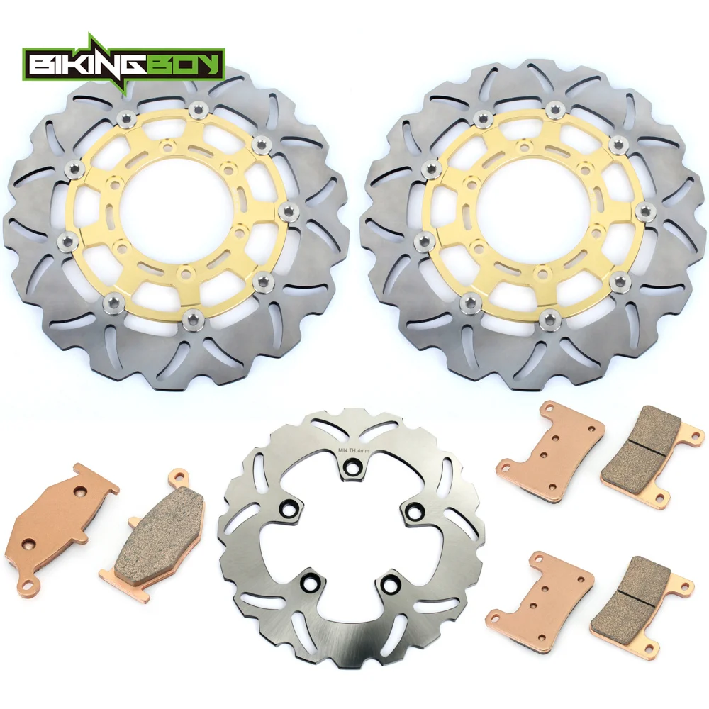 Wavy Gold BIKINGBOY для SUZUKI GSX-R GSXR 600 750 K8 K9 L0 2008 2009 2010 08-10 волнистые плавающей спереди и сзади тормозные диски роторы колодки - Цвет: Wavy Gold