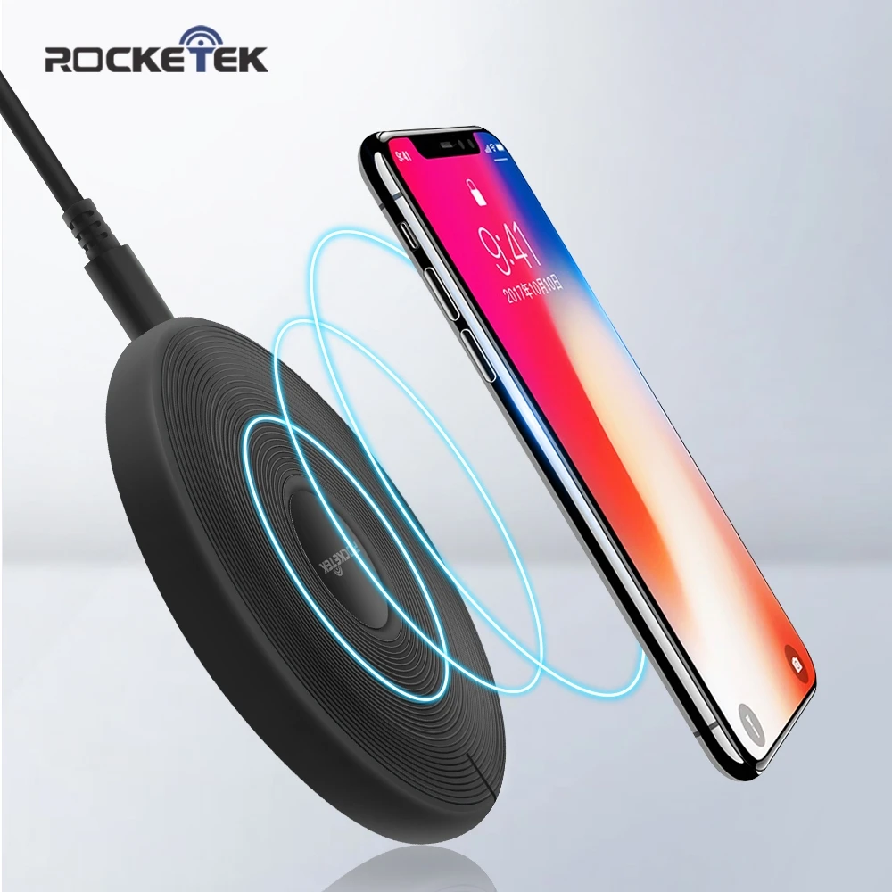 Rocketek 10Вт Ци Беспроводное зарядное устройство для iPhone X / XS Max XR 8 Plus Видимый элемент