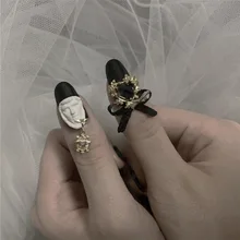 282-черный и золотой барокко износ Маникюр готовой продукции поддельные ногти патч Маникюр