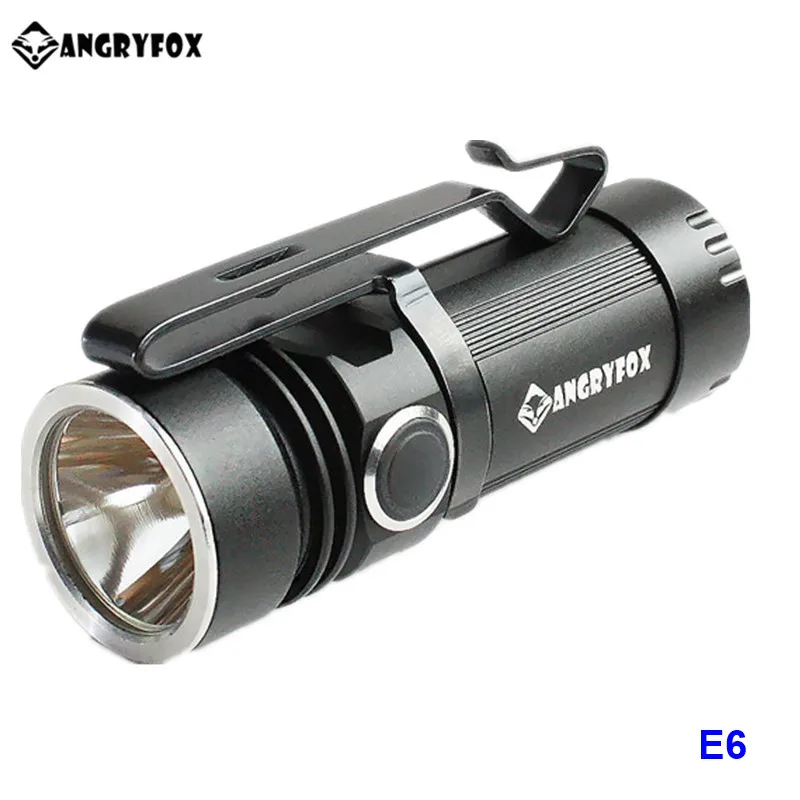 Angryfox E3 E6 E11 Cree XML LED 16340 CR123 18650 14500 AA Waterproof EDC Flashlight with Bidirectional Clip Magnet Tail