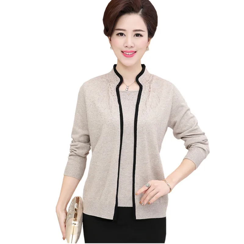 Женский кашемировый свитер теплый вязаный элегантный blusa tricot осень зима плюс размер поддельные свитера из двух частей Одежда для мамы