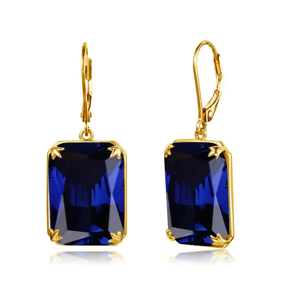 

Szjinao 14K Gold Earrings For Women Long Earrings Sparkling Blue Sapphire Classic Handmade Fine Jewelry Halloween Gifts Factory