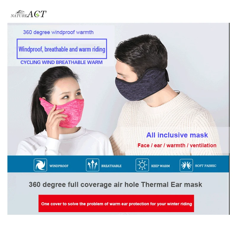 Men Women Multi-function Half Face Mask Winter Outdoor Ski Earmuffs Sports Bicycle Riding Ski Warm Riding Mask Headgear