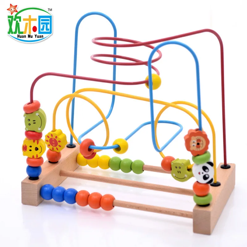 

Trailer Camera Track Maze Wooden Children Trailer Wire Toy Educational Large Bead-stringing Toy