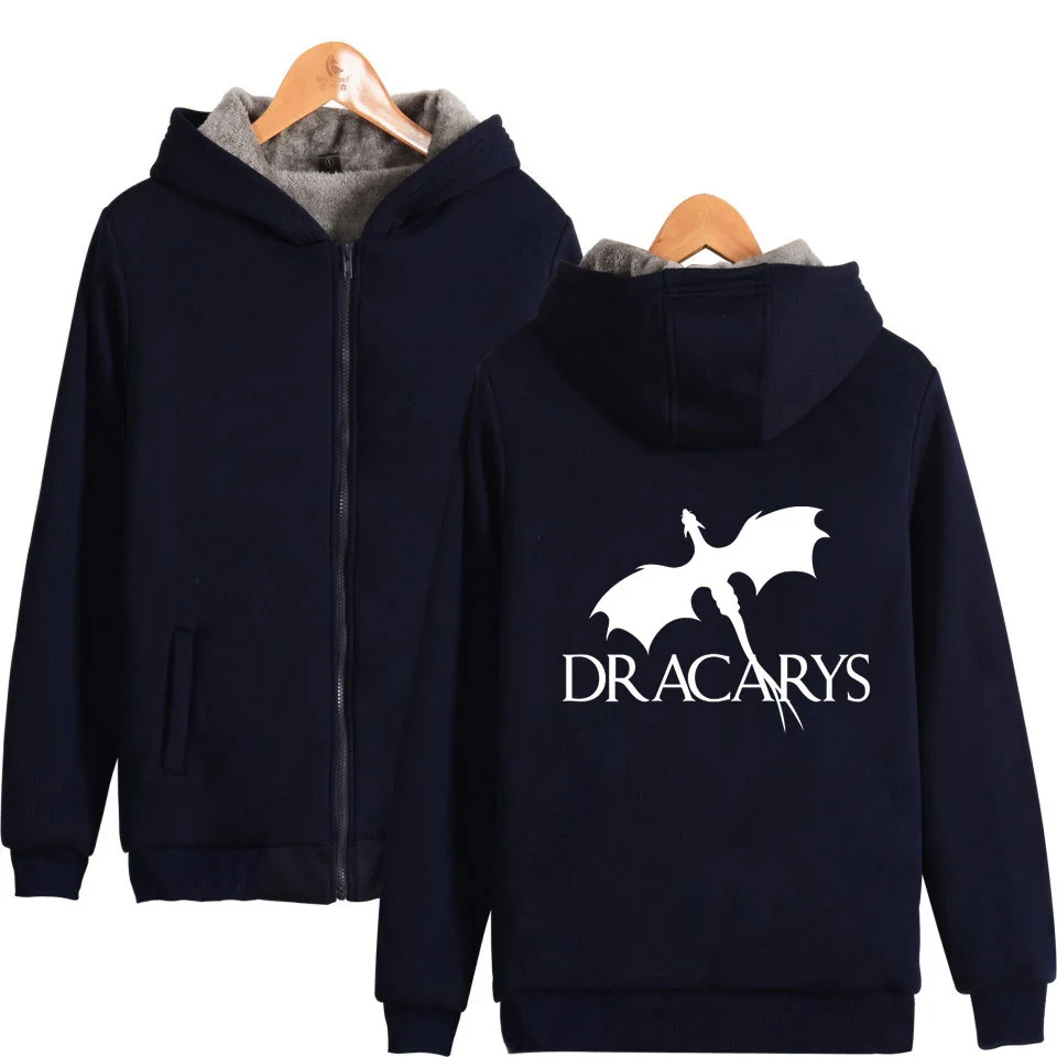 «Игры престолов» Dracarys женские/мужские худи толстовки мать драконов зимние толстые теплые с капюшоном на молнии Верхняя одежда