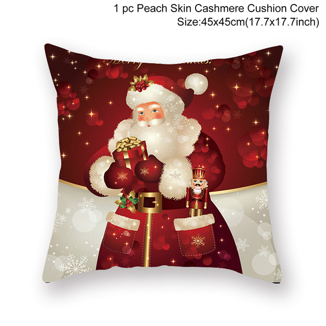 Cushion Cover Merry Christmas Decorations for Home 2021 Christmas Ornament Navidad Noel Xmas Gifts Happy New Year 2022
