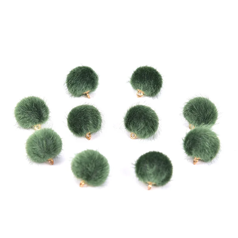 Бусины подвески из сращенного меха с помпонами 9 цветов 10 шт.|Шармы| |