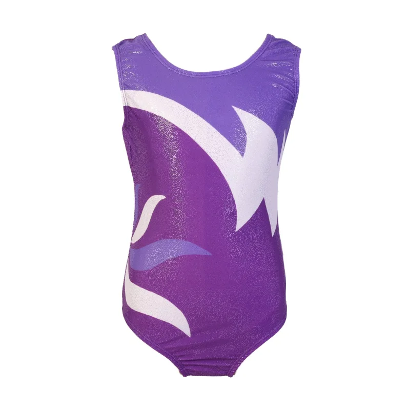 

New Girl Gymnastic Suit Body Suit Ballet Sleeveless petal Glitter Leotards Kids Dance Wearfz