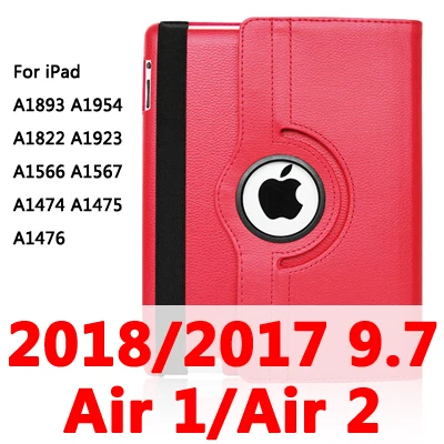 360 Вращающийся чехол для Apple iPad 2/3/4 Air 1/2 A1430 A1458 A1460 iPad2 iPad3 iPad4 Air1 Air2 планшетный чехол для i Pad 9,7 - Цвет: Air12 2017-18-red