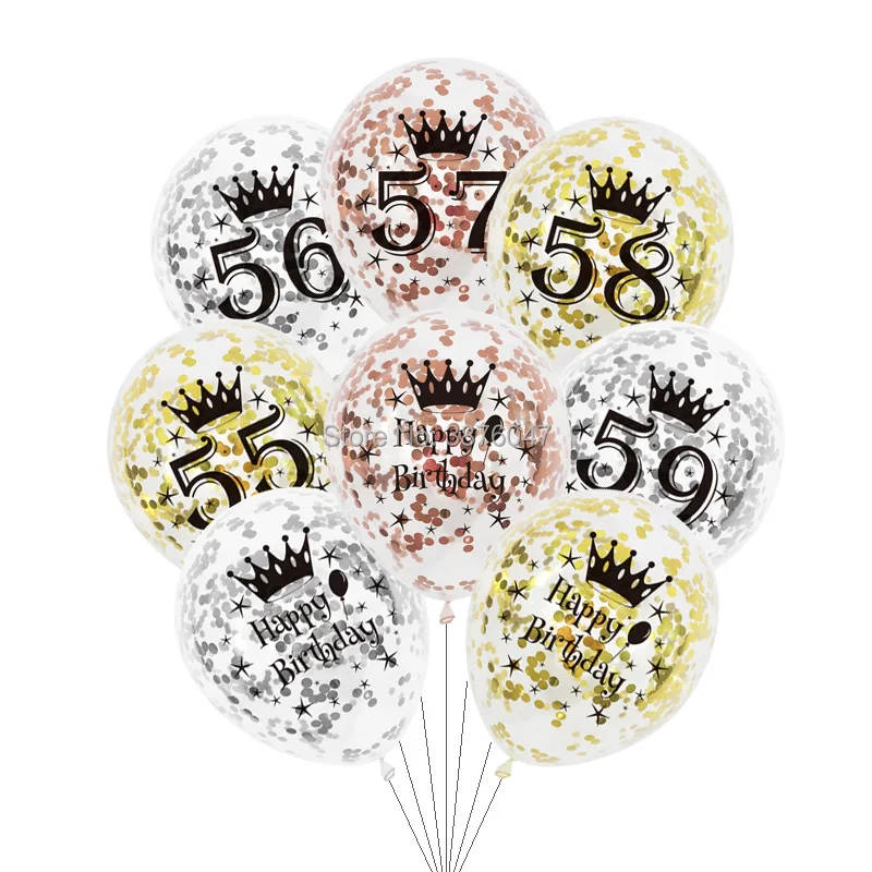 

6pcs/lot number 55 56 57 58 59 birthday balloons rose gold silver 55th 56th 58th party decorations happy anniversary balloon