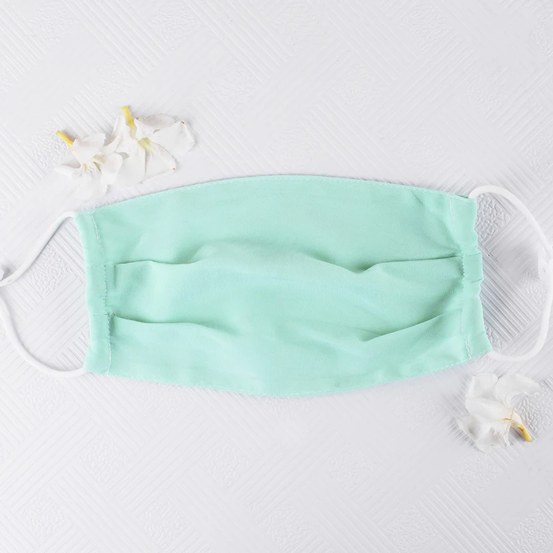Summer Thin Silk Face Mask Breathable Soft Dual Layer Windproof Sunscreen Mouth Mask Solid /Floral Printed Resuable Women Masks