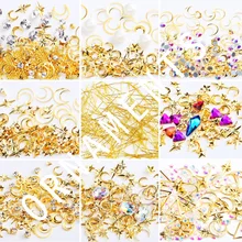 MORDDA 1 коробка для украшения ногтей золотые наклейки для ногтей Звезда Луна Стразы для ногтей Смешанные 3D Стразы Аксессуары для маникюра