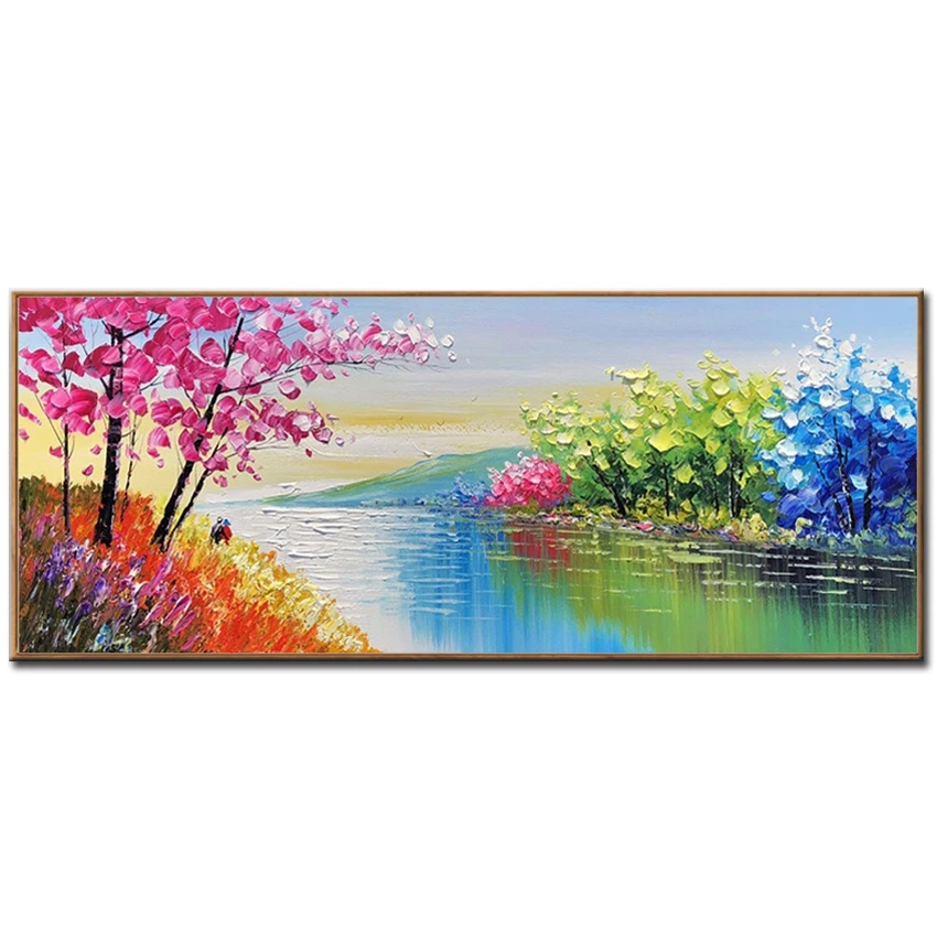 Абстрактный пейзаж 100% ручная роспись нож картина маслом абстрактная фотография