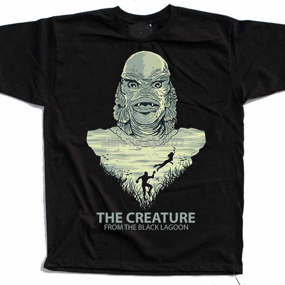 

Creature From The Black Lagoon Movie Homme Tee Shirt Fashion Harajuku Tshirt Cool Logo Tshirts O Neck