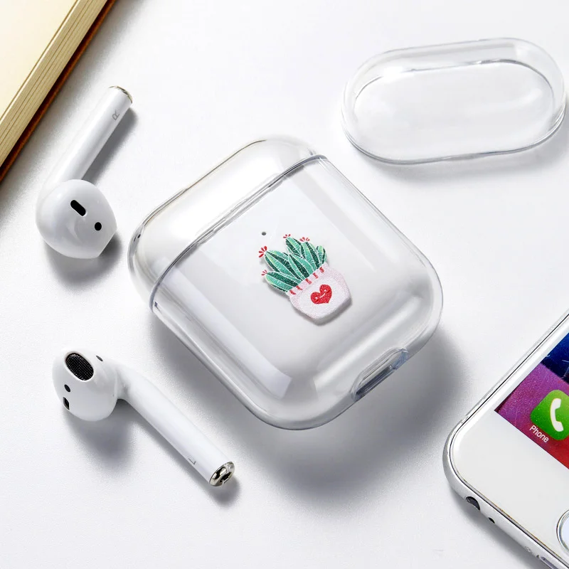 Чехол для Airpods Apple, чехол, роскошный Твердый чехол с мультяшным котом, прозрачный защитный чехол для Airpod 1 2